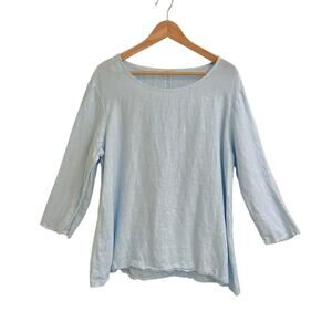 Cut-Loose Boat Scoop Neck Swing Top 3/4 Sleeve S XL Light Blue Aqua